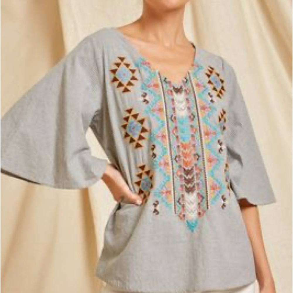 Savanna Jane Embroidered Striped Top